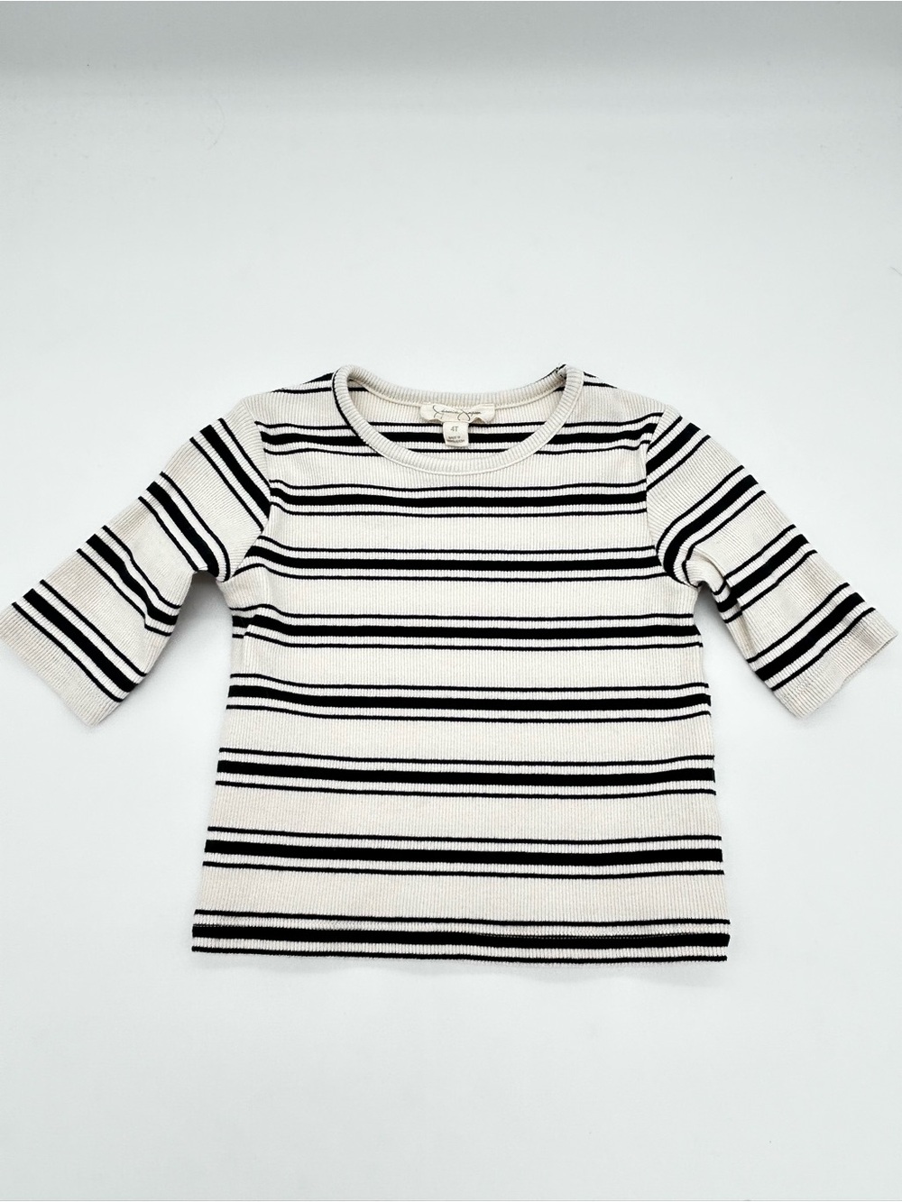 Jessica Simpson Cream and Black Striped Ribbed Long Sleeve Tee Size 4T